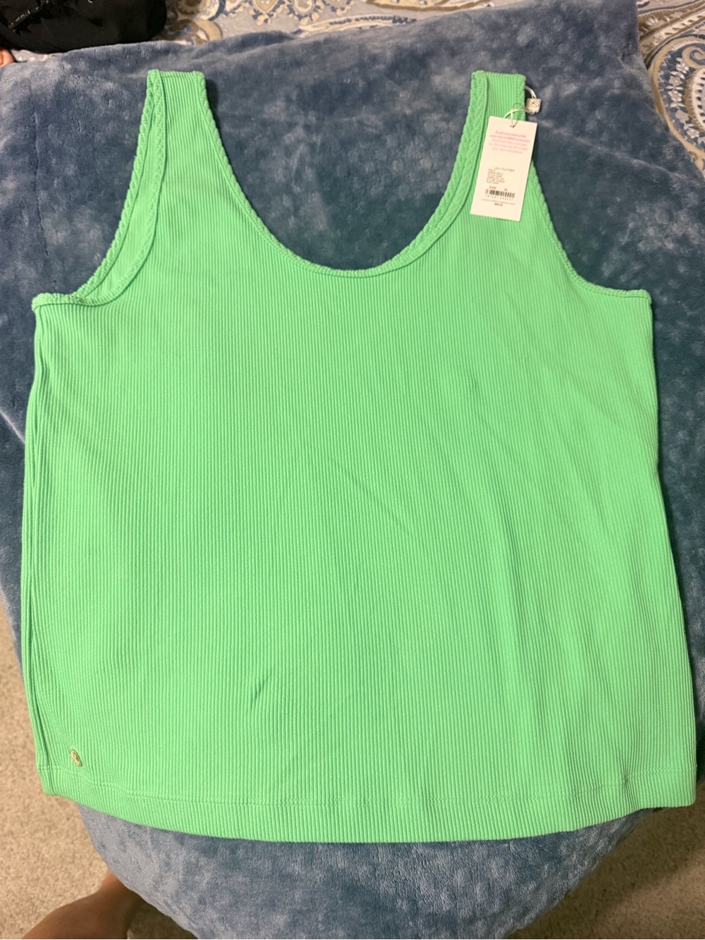 Lilly Pulitzer Bright Green Ribbed Scoop Tank